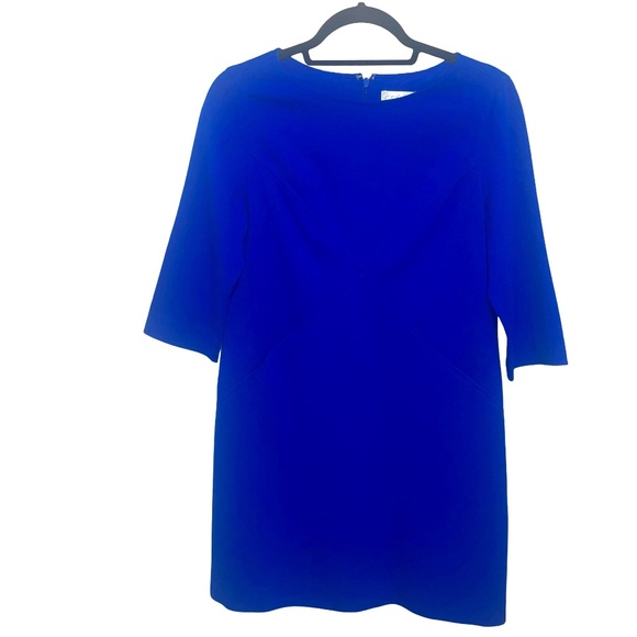 Eliza J Crisscross Seam Crepe Career Sheath 3/4 sleeves Dress Sz 12P - Picture 1 of 14